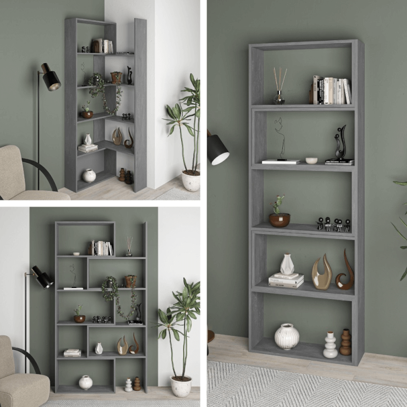 Librería esquinera extensible Wish gris retro 200h