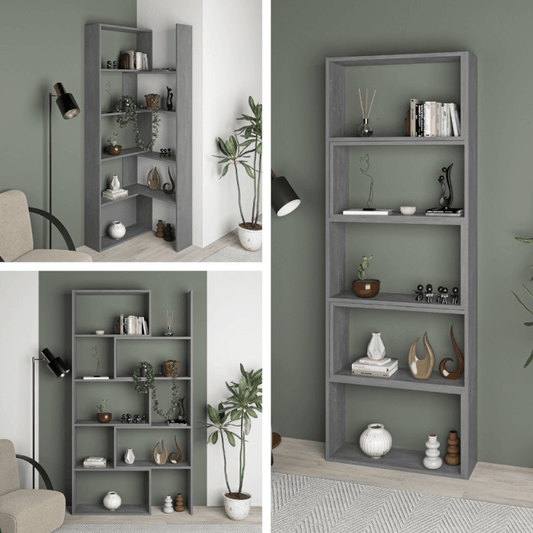 Librería esquinera extensible Wish gris retro 200h