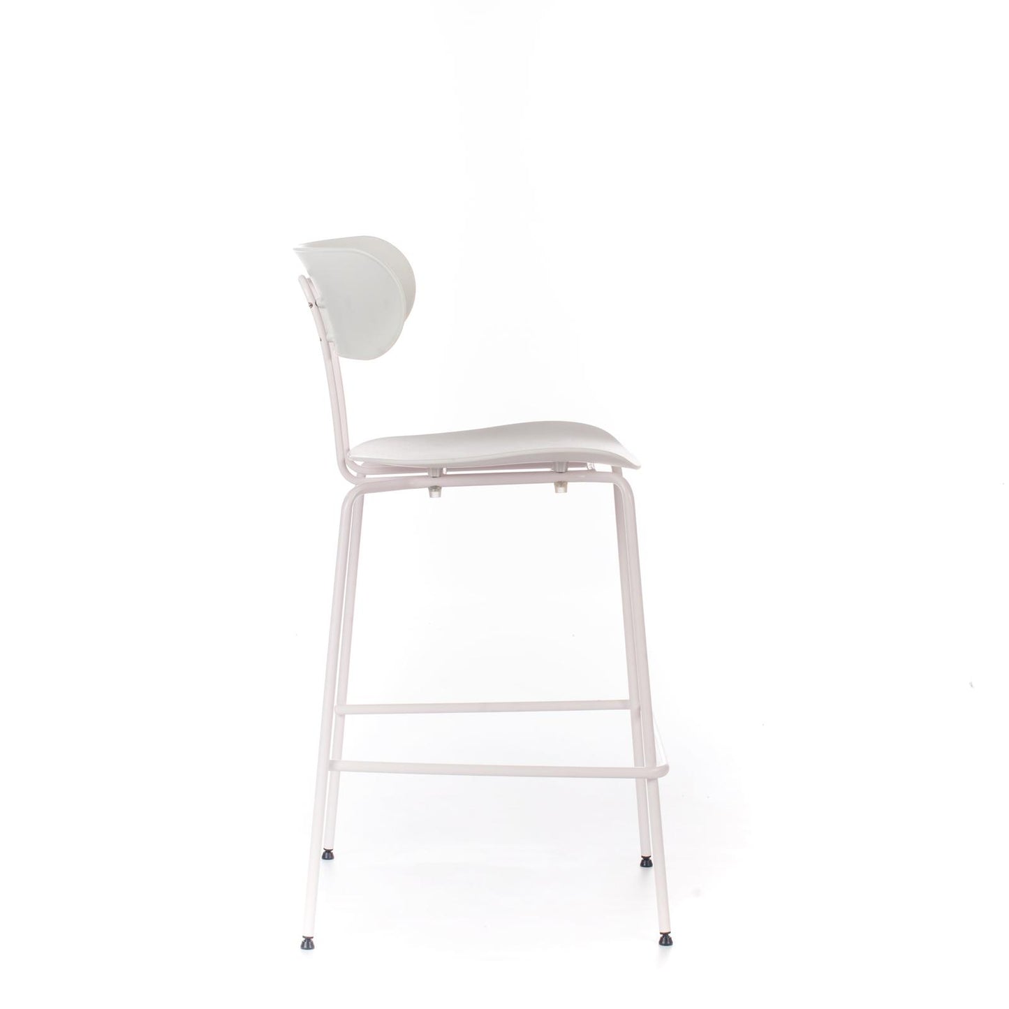 4x Taburete de polipropileno con asiento blanco.