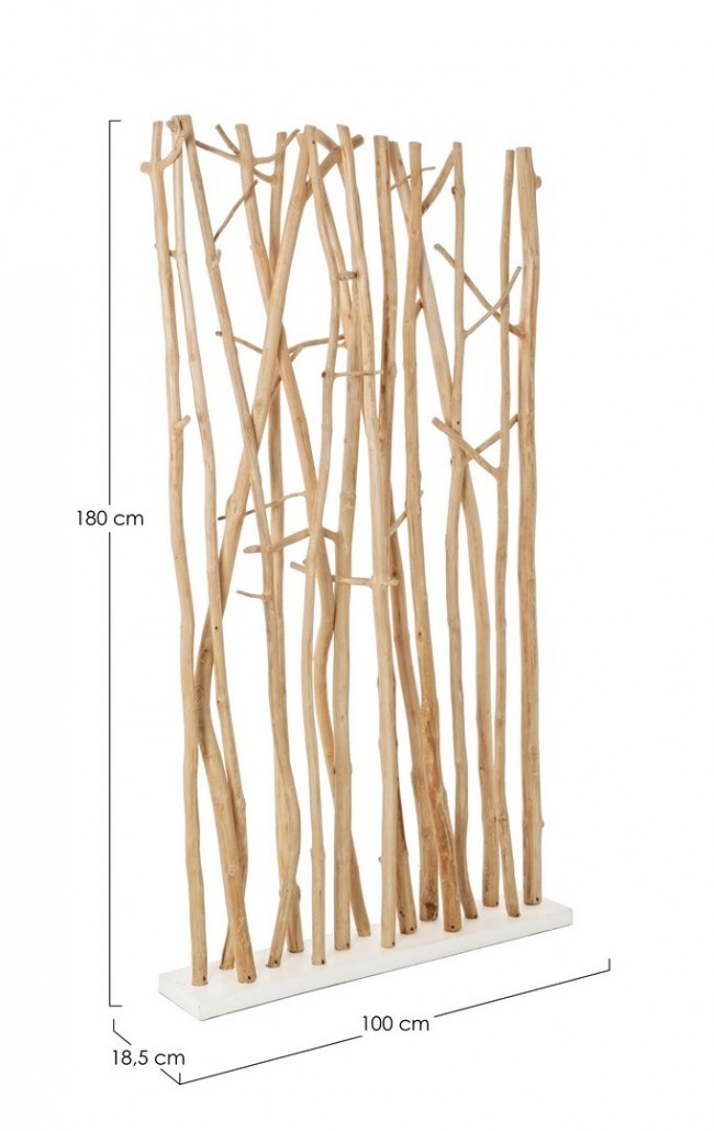 Biombo Aili en madera natural 100x18,5x180h cm