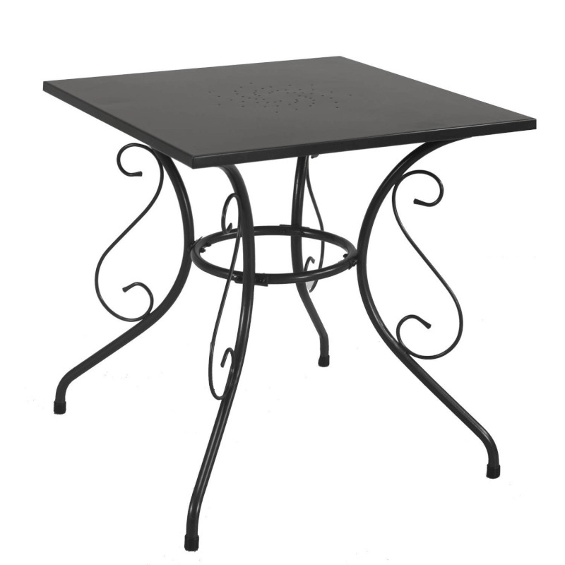 Nueva mesa antigua cuadrada de metal antracita cm70x70h72