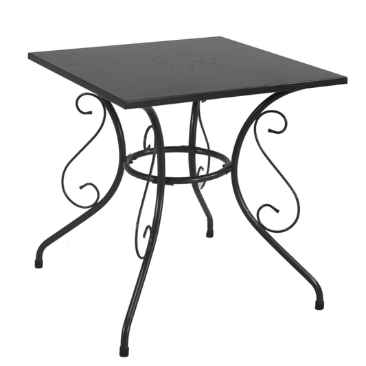 Nueva mesa antigua cuadrada de metal antracita cm70x70h72