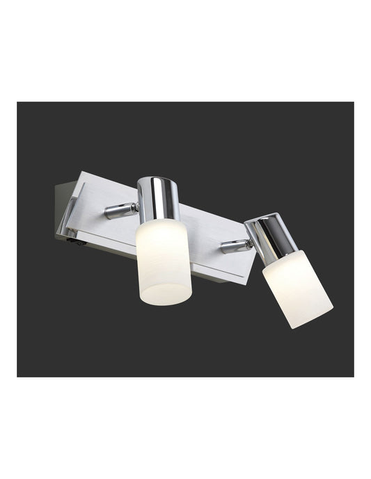 Foco Clapton 2 focos LED Cromo y vidrio blanco L36 cm Trio Lighting