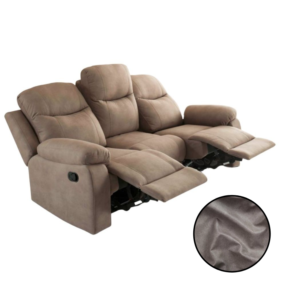 Sofá reclinable Chicago 3 plazas gris plata Ranger 10