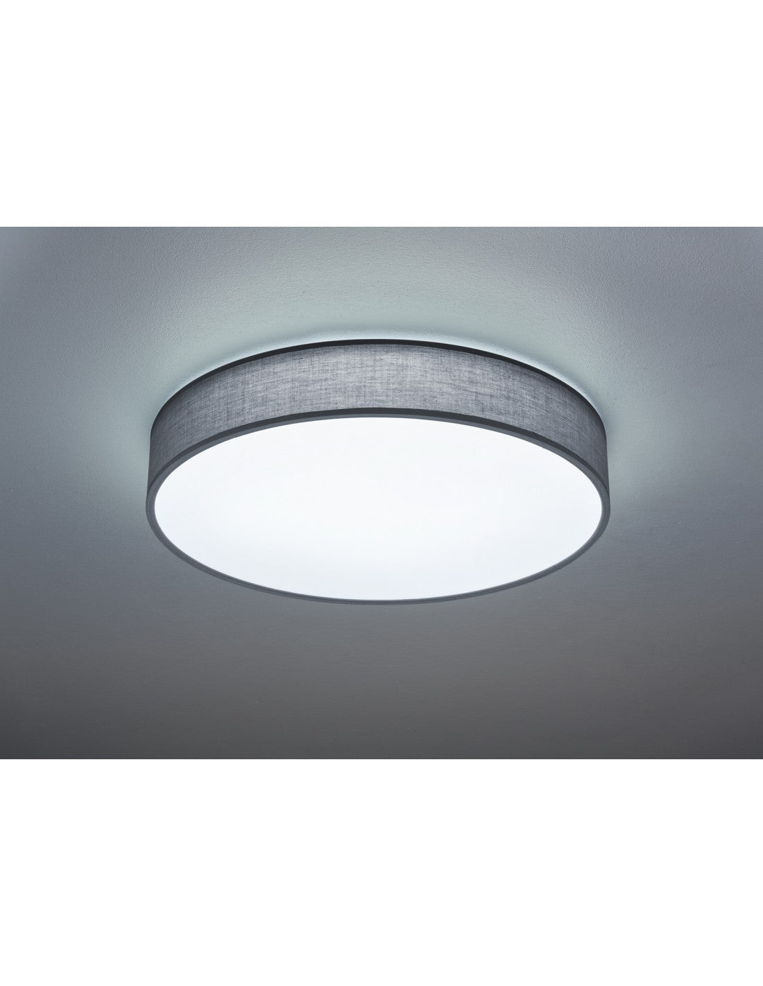 Plafón LED con pantalla de Tela Gris Lugano Ø60 cm Trio Lighting