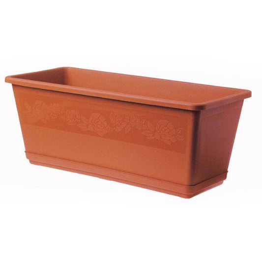 Macetero Balconella Jarrón Con Platillo 50 Cm Bama Plástico Terracota