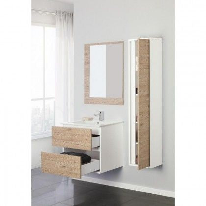 Composición de baño con dos cajones Línea Fabula Blanco-Roble claro 60x47x h57cm