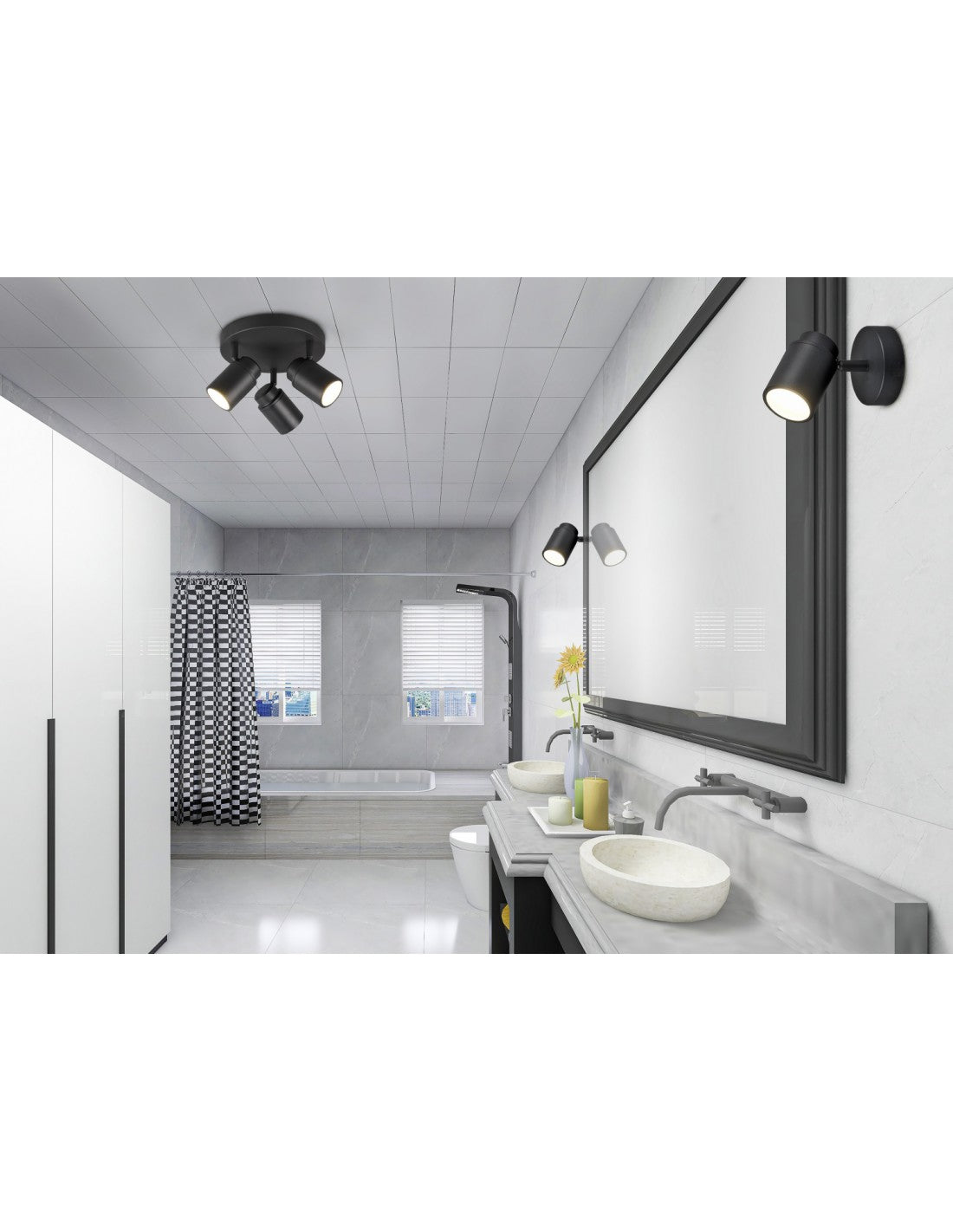 Foco Redondo 3 Focos Orientables Metal Negro Angelo Trio Lighting