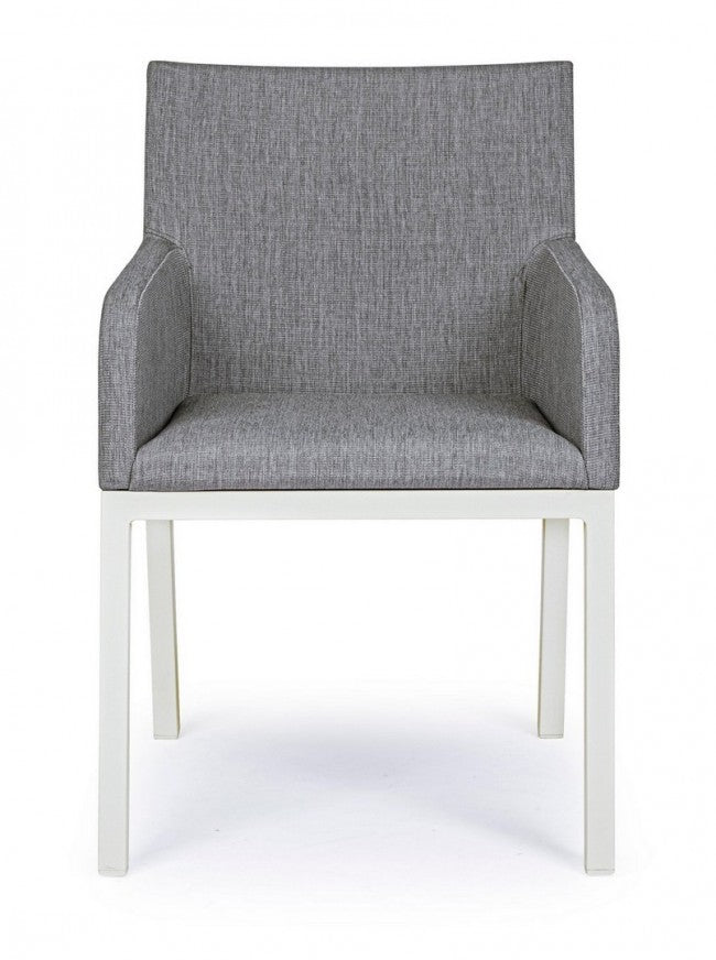 Silla de aluminio con recubrimiento en polvo gris 55x62x82h cm