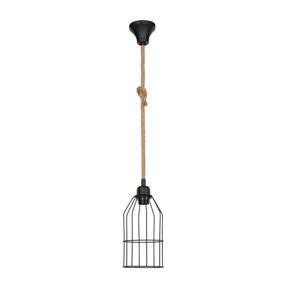 Lampada a sospensione Halat ASZ0549 in metallo nero e corda EFFEZ