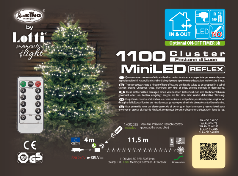 Cadena LED blanco cálido 1100 MiniLED 11,5m