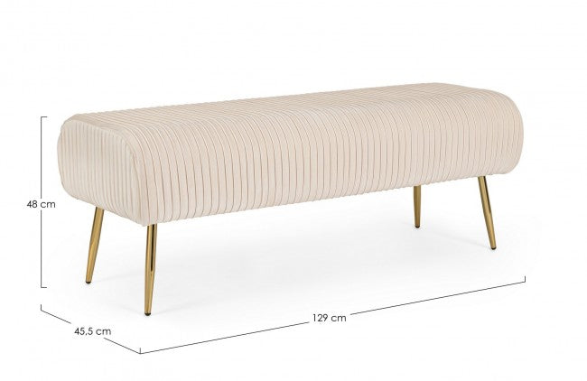 Banco Selena Crema 2 plazas terciopelo 129x45,5x48 cm