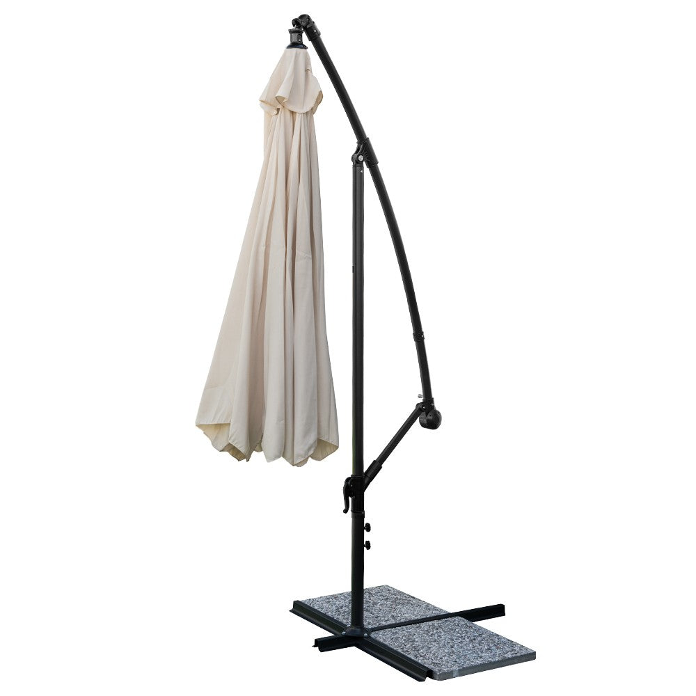 Sombrilla de brazo lateral redondo para jardín descentrado en acero d. 3 m BEIGE con solapa