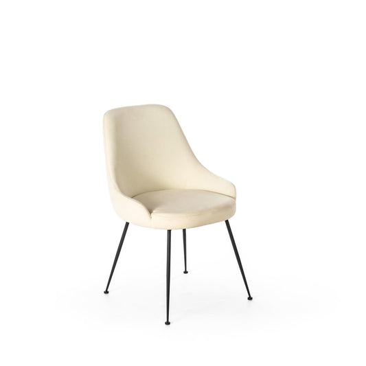 Silla de microfibra con asiento blanco y patas negras 48,5x49x5x80h cm
