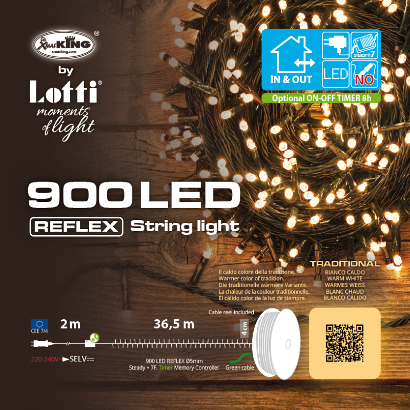 Cadena lineal 900 LED TRADICIONAL 36,5m en bobina