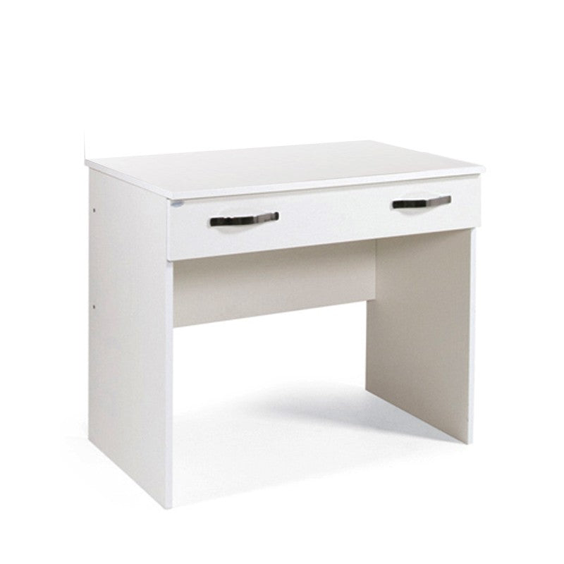 Escritorio de dormitorio blanco en madera de melamina 1 cajón 90x56xH.75 cm