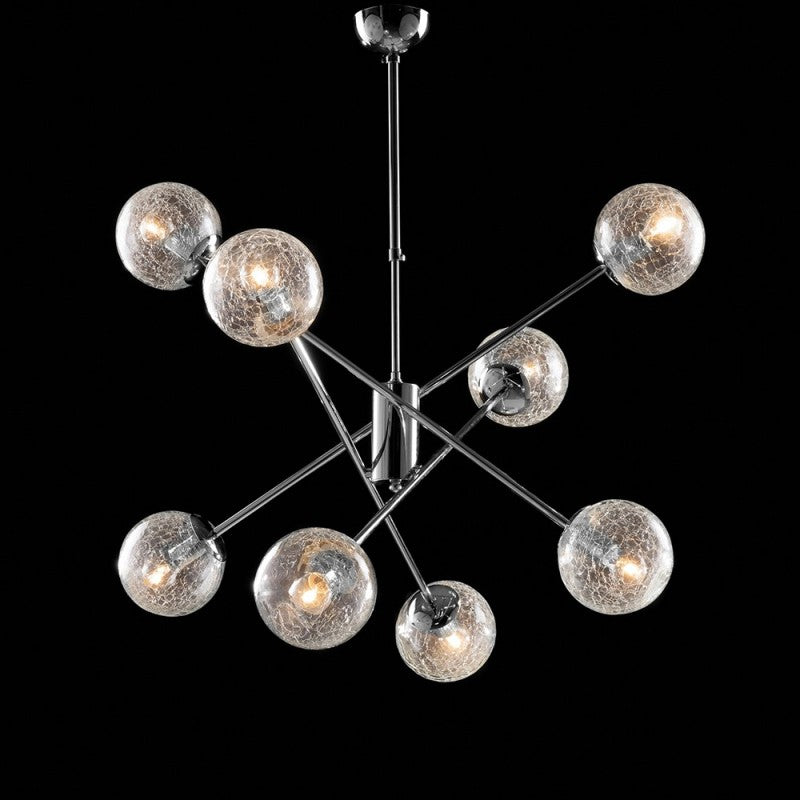 Lámpara de araña moderna de hierro cromado pulido, 8 luces, 73 cm
