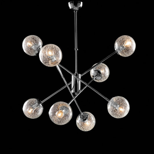 Lámpara de araña moderna de hierro cromado pulido, 8 luces, 73 cm