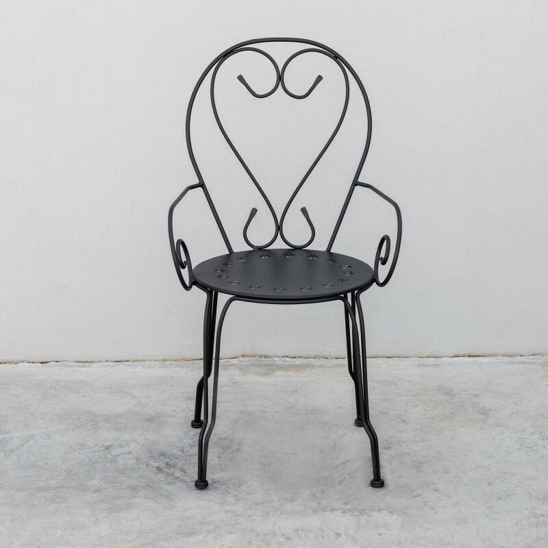 Silla De Jardín Con Reposabrazos En Acero Gris Oscuro Paris 49X50X H80 Cm