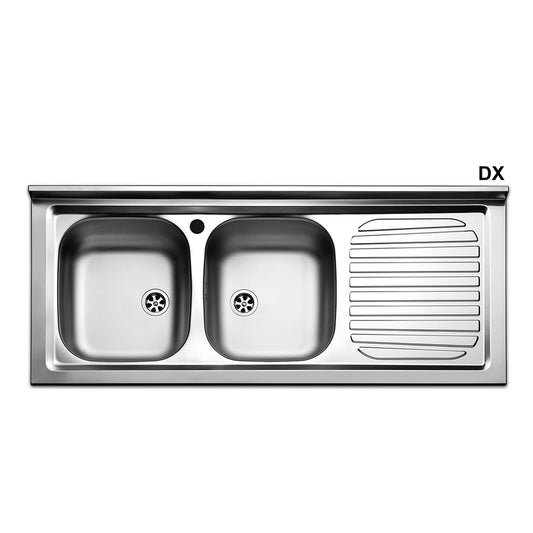 Fregadero sobre encimera de acero inoxidable con 2 senos