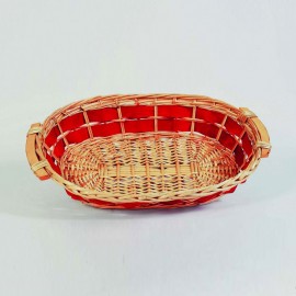 Cesta de mimbre ovalada con asas Rojo Natural 56x39x h14 cm