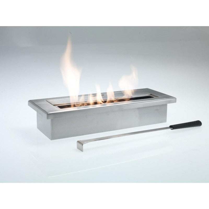 Mesa de bioetanol cromada gris diseño biochimenea 40 x 15 x h 8 cm
