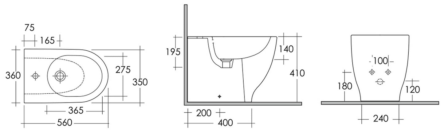 Bidé Moon Back to Wall