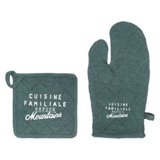 Manopla y agarradera Wilde color azul pato