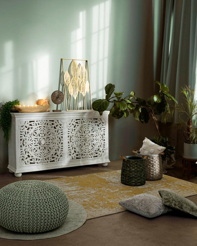 Puf tejido Bizzotto menta 80 cm