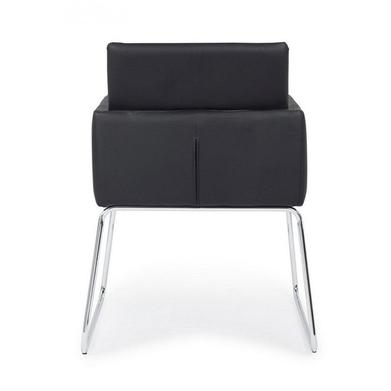 Silla con reposabrazos en símil piel Negro SIXTY 60x54x h80,5 cm
