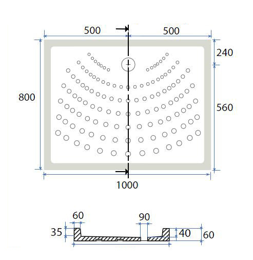 Plato de Ducha Rectangular H6 en Cerámica Dianhidro