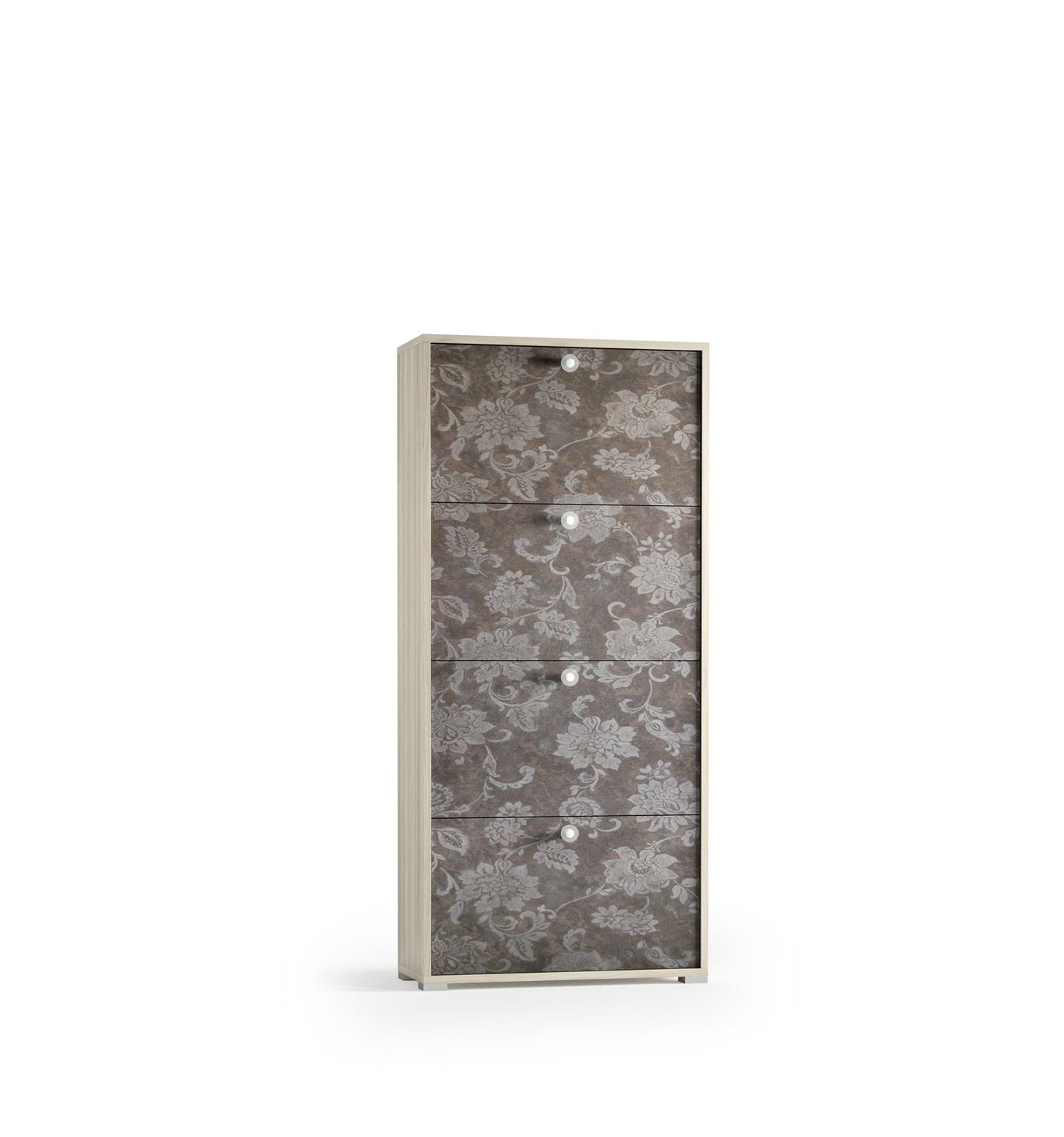 Zapatero de doble profundidad con 4 puertas para hasta 18 pares de zapatos de olmo/flor