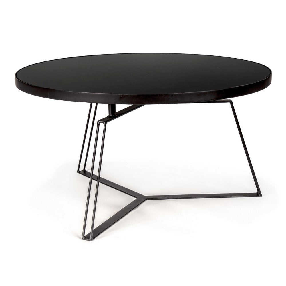 Mesa de centro de metal negro estilo diseño Ø70a - 38h