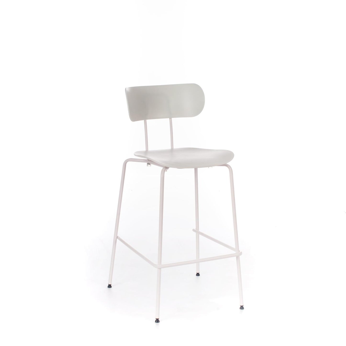 4x Taburete de polipropileno con asiento blanco.