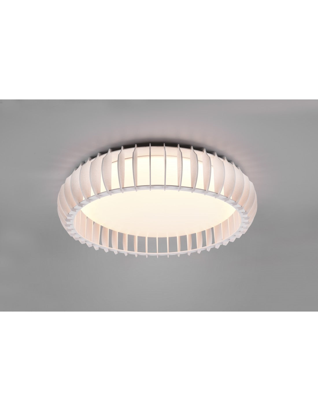 Plafón Redondo Madera Blanco LED 38w Dimmer Monte Trio Lighting