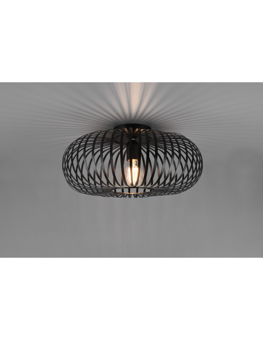Ellipse Johann Lámpara de techo jaula de metal negro Ø40 cm Trio Lighting