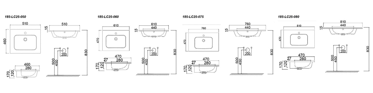 Consola cerámica mod. LC25 - Diseño compacto y refinado