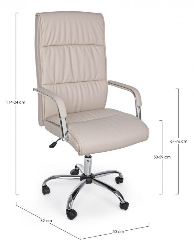 Sillón de oficina Queensland con reposabrazos en ecopiel gris tórtola