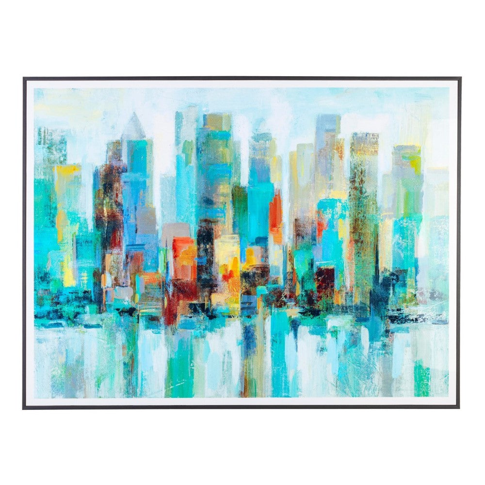 Cuadro Skyline ciudad con marco 120x90 cm