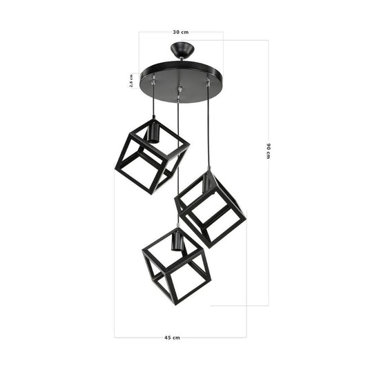 Lámpara colgante Agatha MDL3790 3 cubo negro