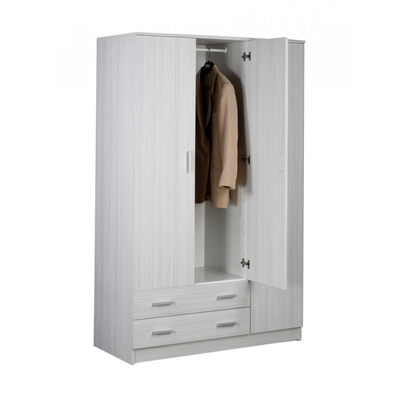 Armario blanco tres puertas y dos cajones 115x52x h180 cm