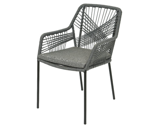 Silla Apilable Sevilla Gris En PP Con Cuerda Para Exterior Con Cojín
