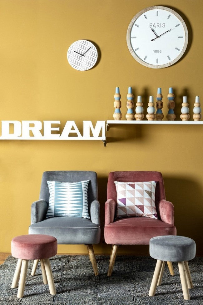 Sillón de salón vintage de terciopelo gris ADELINE 60x67x h79 cm