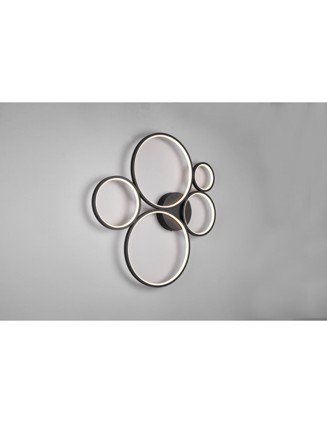 Lámpara de techo Rondo 5 círculos LED regulables negro L 59 cm Trio Lighting