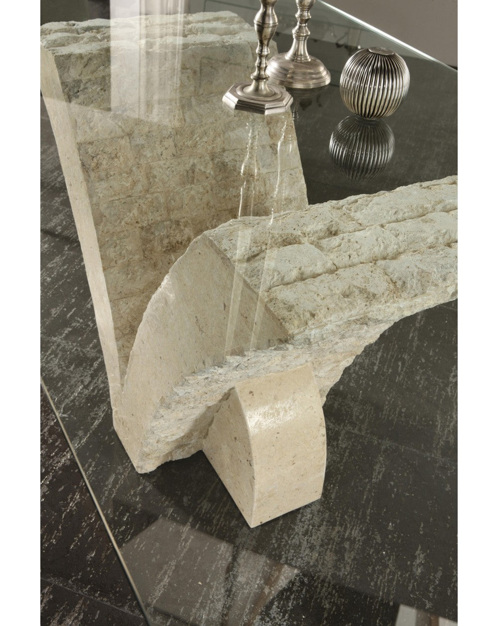 Mesa fija transparente-beige 100 cm x 180 cm H. 76 cm