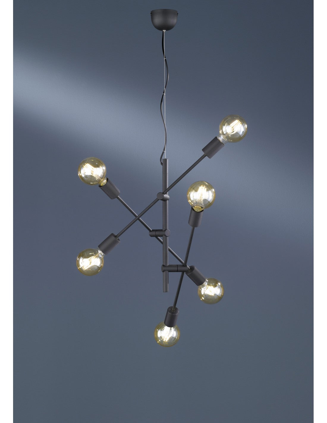 Suspensión vintage 6 luces ajustables Cross Matt Black Trio Lighting