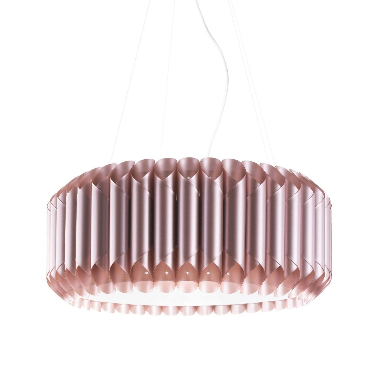 Lámparas colgantes de 3 luces de metal rosa en metal cromado cm. 60 x 31h