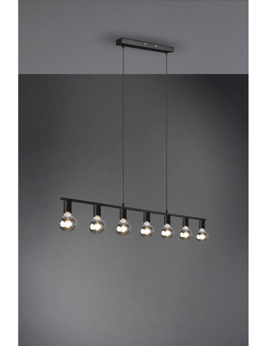 Lámpara Colgante 7xE27 Vannes Negro L110 cm Trio Lighting