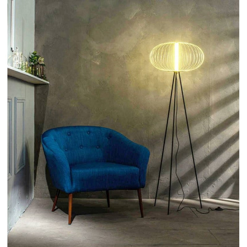 Lámpara de pie LED con pantalla de acero latón pulido 50x50xh.150 cm 