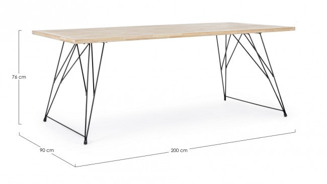DISTRICT mesa industrial de diseño de madera 200x90x h76 cm